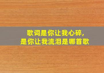 歌词是你让我心碎,是你让我流泪是哪首歌