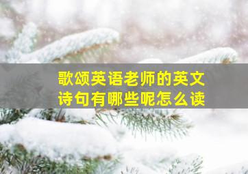 歌颂英语老师的英文诗句有哪些呢怎么读