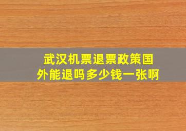 武汉机票退票政策国外能退吗多少钱一张啊