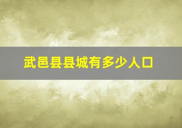 武邑县县城有多少人口