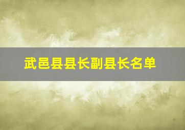 武邑县县长副县长名单