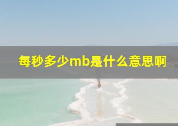 每秒多少mb是什么意思啊