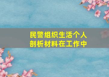 民警组织生活个人剖析材料在工作中