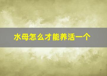 水母怎么才能养活一个