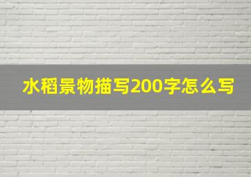 水稻景物描写200字怎么写