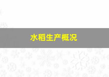 水稻生产概况