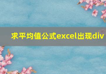 求平均值公式excel出现div