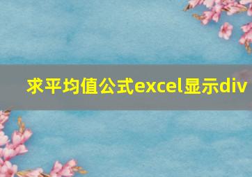 求平均值公式excel显示div