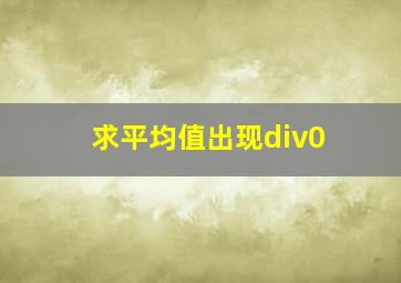 求平均值出现div0