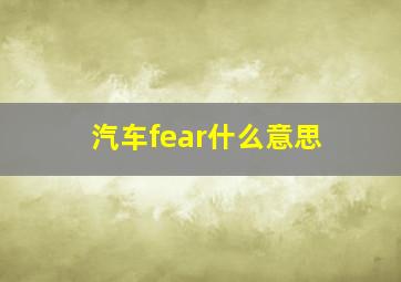 汽车fear什么意思