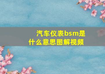 汽车仪表bsm是什么意思图解视频