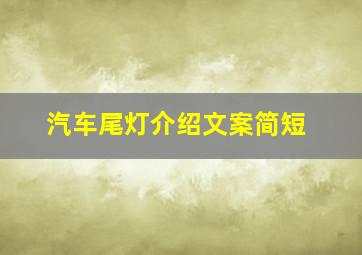 汽车尾灯介绍文案简短