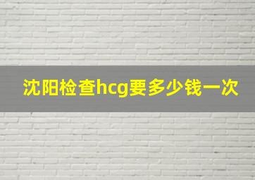 沈阳检查hcg要多少钱一次