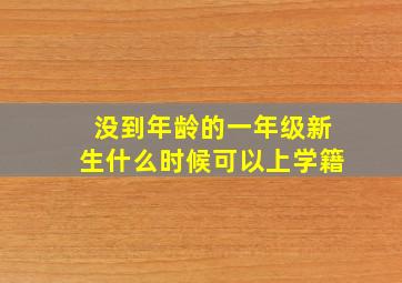 没到年龄的一年级新生什么时候可以上学籍