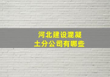 河北建设混凝土分公司有哪些