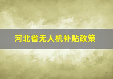 河北省无人机补贴政策