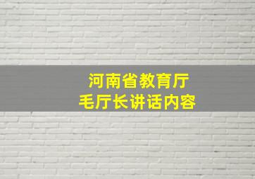 河南省教育厅毛厅长讲话内容