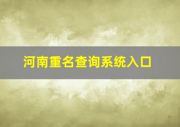 河南重名查询系统入口