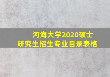 河海大学2020硕士研究生招生专业目录表格