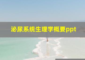 泌尿系统生理学概要ppt