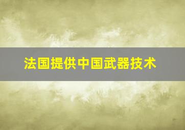 法国提供中国武器技术