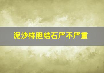 泥沙样胆结石严不严重