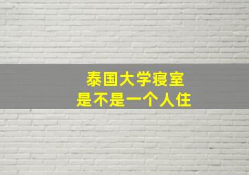 泰国大学寝室是不是一个人住