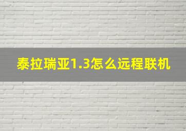 泰拉瑞亚1.3怎么远程联机