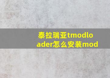 泰拉瑞亚tmodloader怎么安装mod