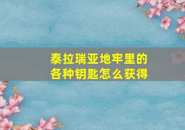 泰拉瑞亚地牢里的各种钥匙怎么获得