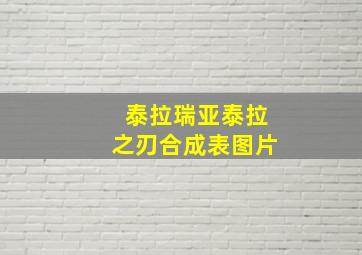 泰拉瑞亚泰拉之刃合成表图片