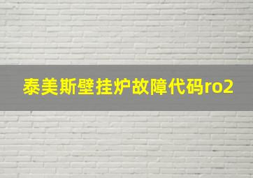 泰美斯壁挂炉故障代码ro2