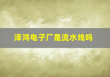 泽鸿电子厂是流水线吗