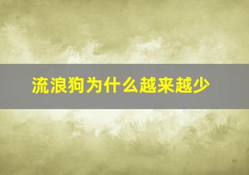 流浪狗为什么越来越少