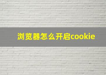 浏览器怎么开启cookie