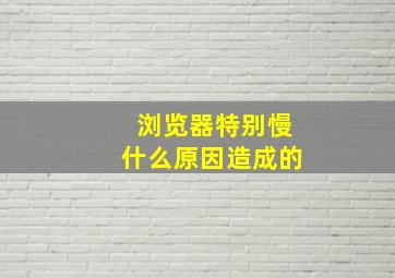 浏览器特别慢什么原因造成的