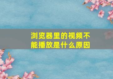 浏览器里的视频不能播放是什么原因