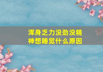 浑身乏力没劲没精神想睡觉什么原因