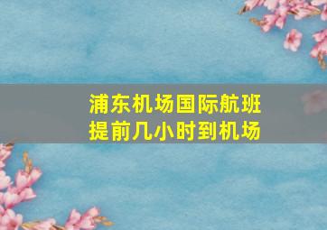 浦东机场国际航班提前几小时到机场