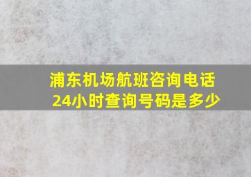 浦东机场航班咨询电话24小时查询号码是多少