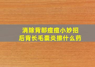 消除背部痘痘小妙招后背长毛囊炎擦什么药