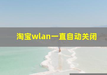 淘宝wlan一直自动关闭