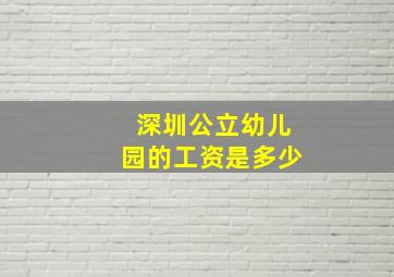 深圳公立幼儿园的工资是多少