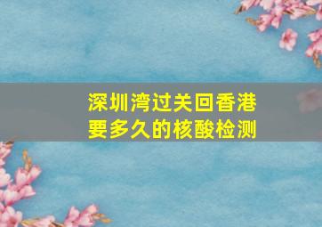 深圳湾过关回香港要多久的核酸检测