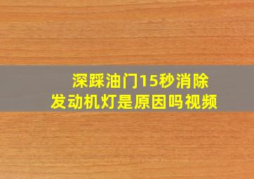 深踩油门15秒消除发动机灯是原因吗视频