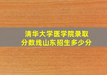 清华大学医学院录取分数线山东招生多少分