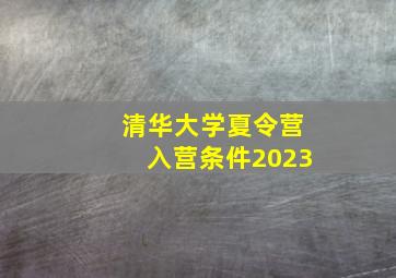 清华大学夏令营入营条件2023