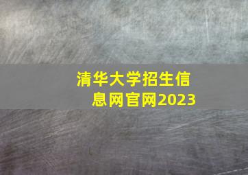 清华大学招生信息网官网2023