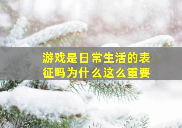 游戏是日常生活的表征吗为什么这么重要