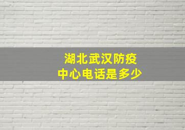 湖北武汉防疫中心电话是多少